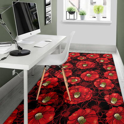 Camellia Pattern Print Design CM06 Area Rugs