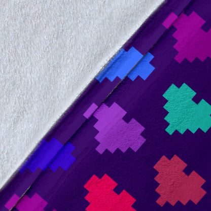 Heart Pixel Pattern Print Design HE03 Fleece Blanket