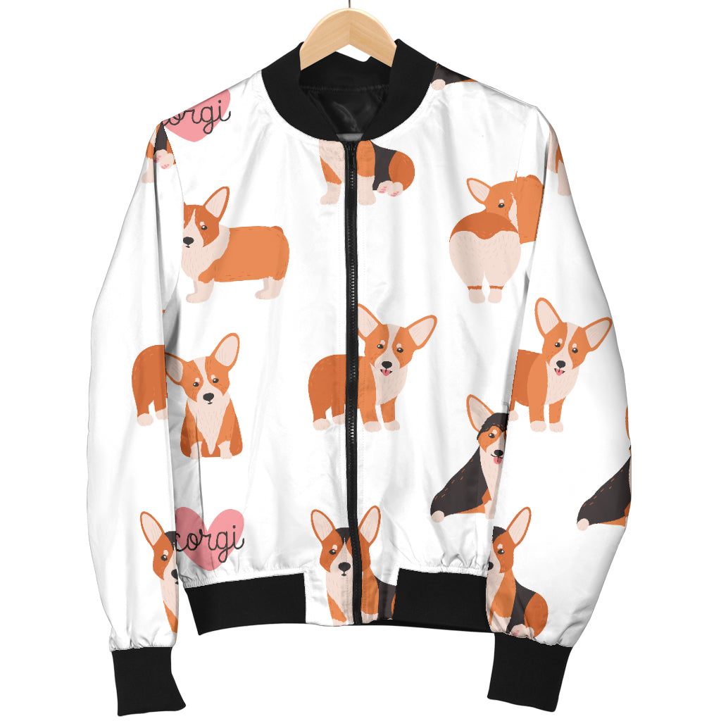 Cardigan Welsh Corgis Pattern Print Design 02 Women's Bomber Jacket
