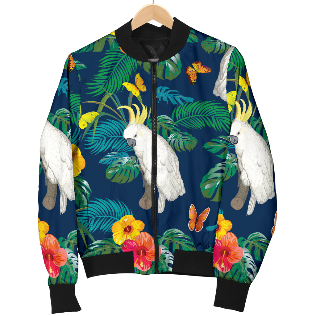 Cockatoo Tropical Pattern Print Design 02 Women's Bomber Jacket