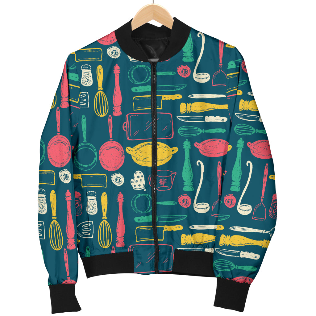 Cooking Kitchen Tools Pattern Print Design 01 Women's Bomber Jacket