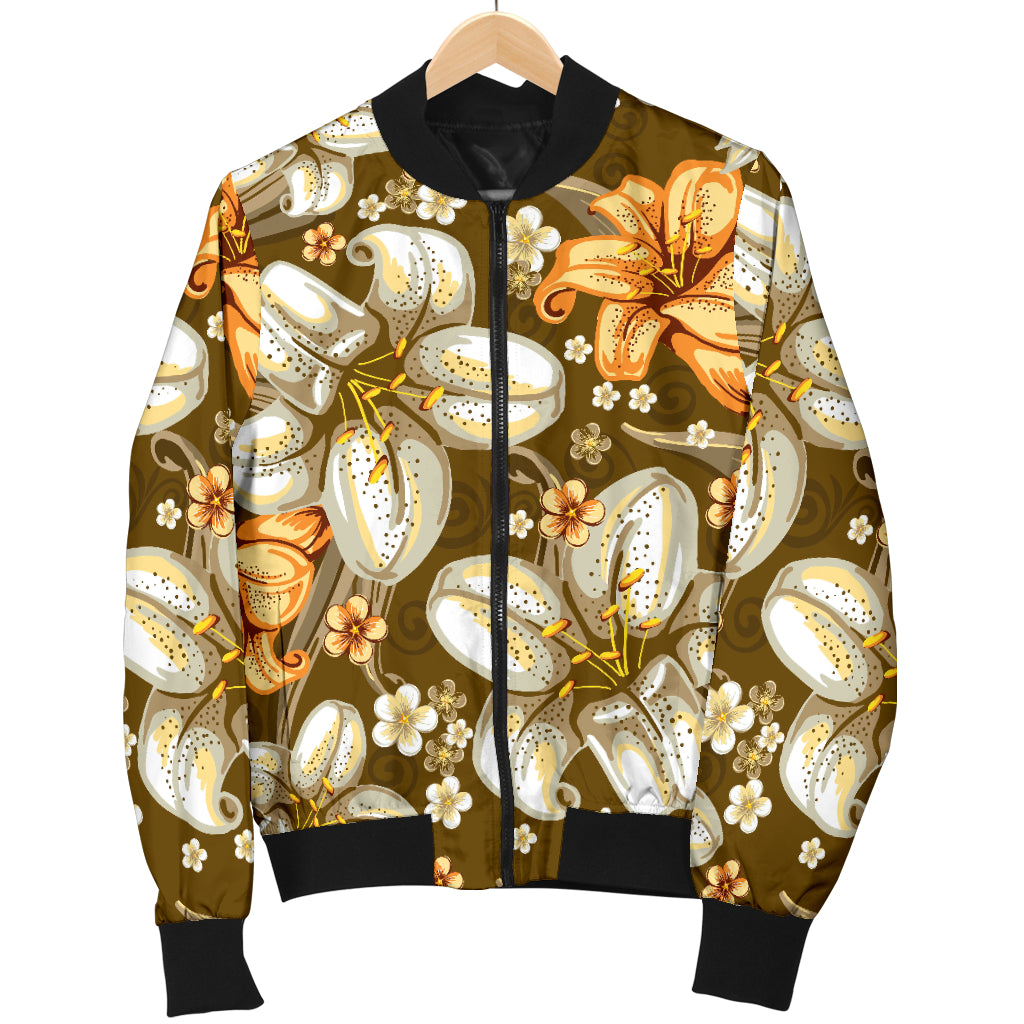 Lily Pattern Print Design 01 Women's Bomber Jacket