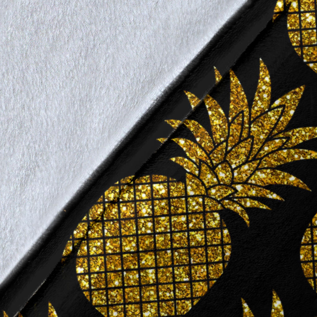 Gold Pineapple Pattern Print Design PP011 Fleece Blanket