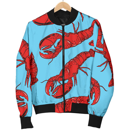 Lobster Red Pattern Print Design 03 Women's Bomber Jacket