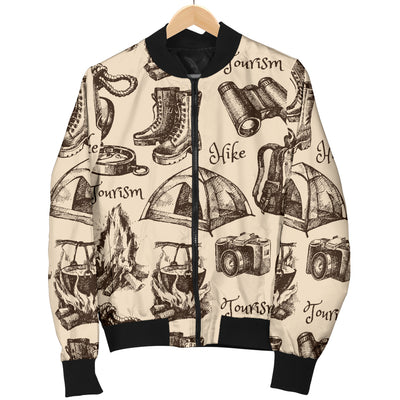 Camping Pattern Print Design 01 Women's Bomber Jacket