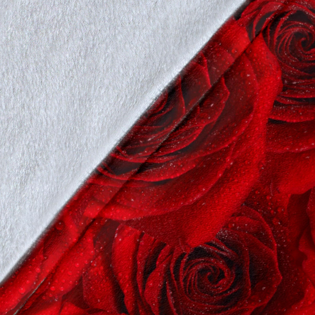 Rose Red Pattern Print Design RO04 Fleece Blanket