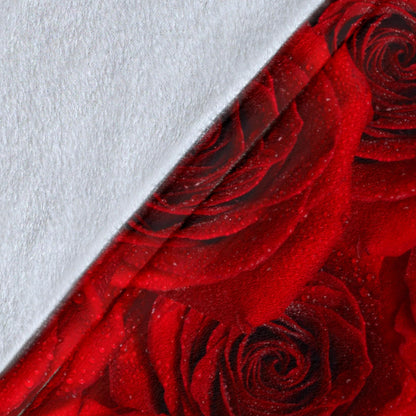 Rose Red Pattern Print Design RO04 Fleece Blanket