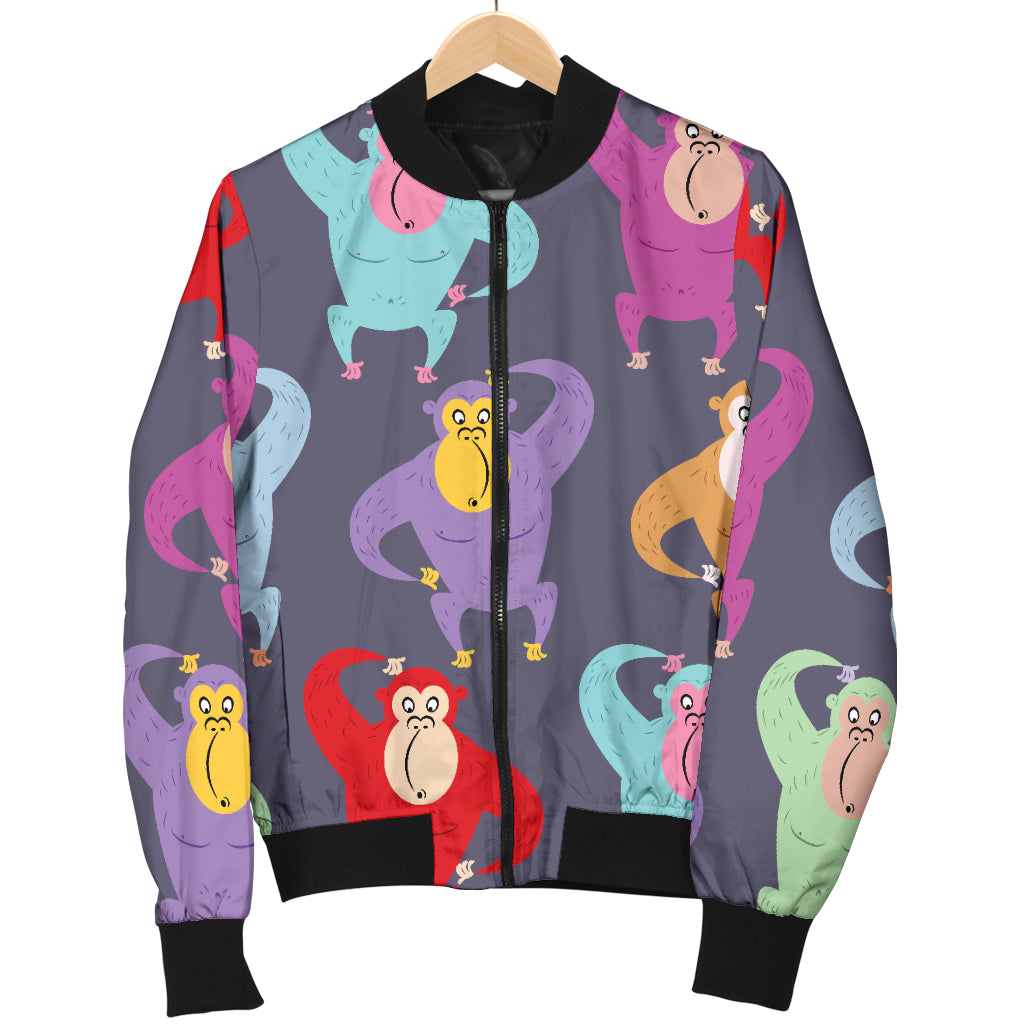Chimpanzee Pattern Print Design 03 Women's Bomber Jacket