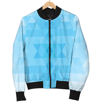 Geometric Blue Pattern Print Design 01 Women's Bomber Jacket