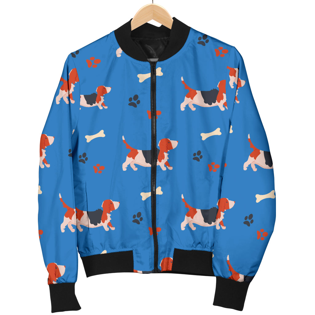 Basset Hound Pattern Print Design 02 Women's Bomber Jacket