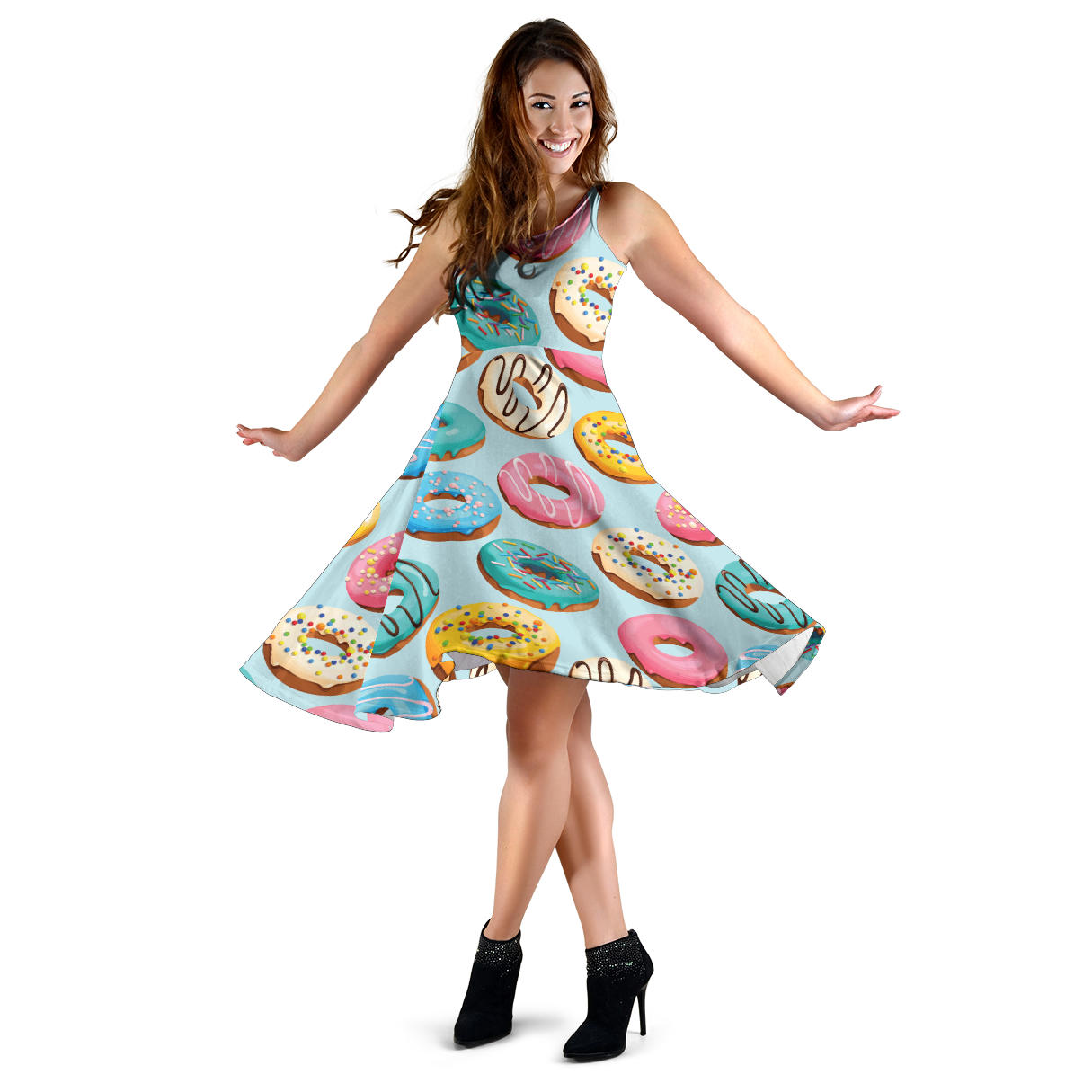 Donut Pattern Print Design DN05 Midi Dress