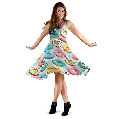 Donut Pattern Print Design DN05 Midi Dress