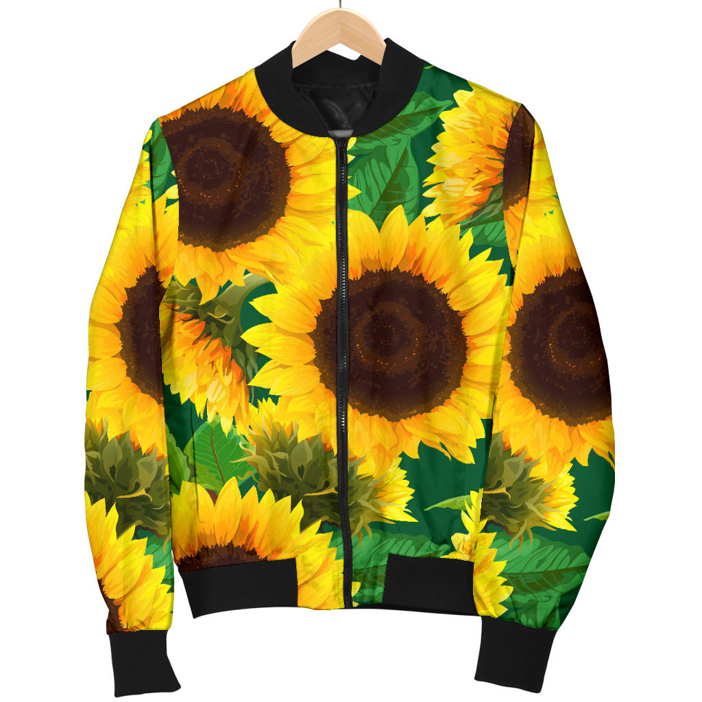 Sunflower Pattern Print Design SF02 Women Bomber Jacket