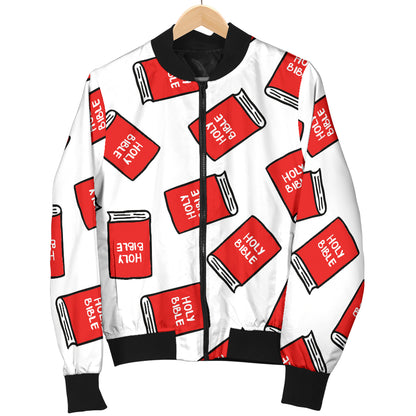 Bible Pattern Print Design 03 Women's Bomber Jacket
