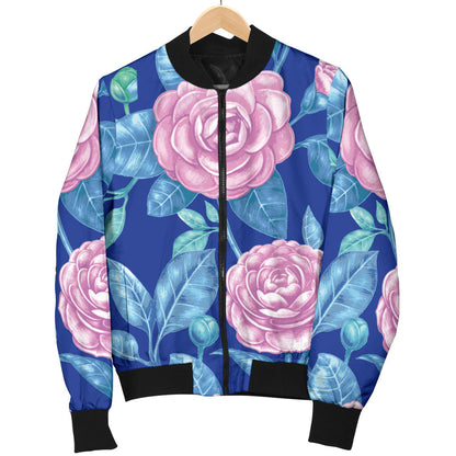 Camellia Pattern Print Design CM05 Women Bomber Jacket