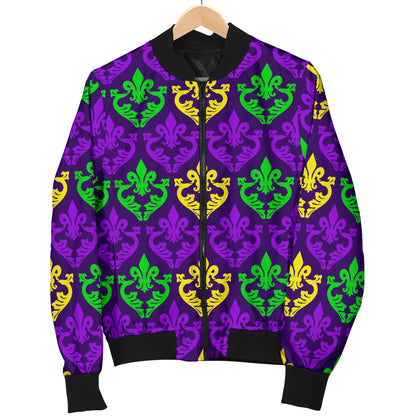 Mardi Gras Pattern Print Design 02 Women's Bomber Jacket