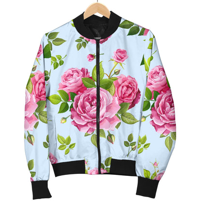 Rose Pink Pattern Print Design RO08 Men Bomber Jacket