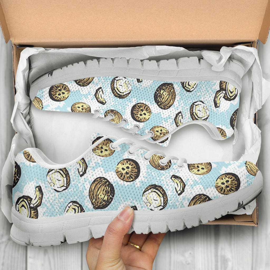 Coconut Pattern Print Design CN01 Sneakers White Bottom Shoes