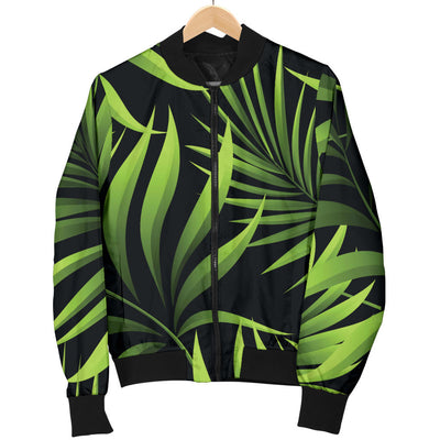 Palm Leaves Pattern Print Design PL07 Women Bomber Jacket