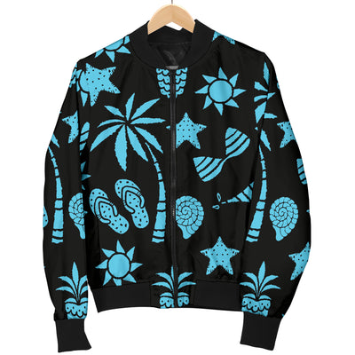 Beach Scene Pattern Print Design 03 Women's Bomber Jacket