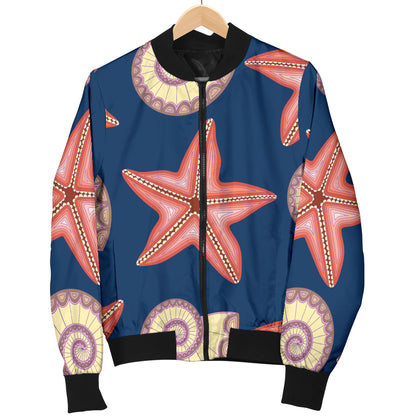 Starfish Pattern Print Design 03 Women's Bomber Jacket