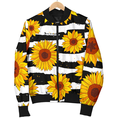 Sunflower Pattern Print Design SF010 Men Bomber Jacket