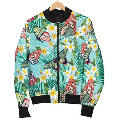 Butterfly Pattern Print Design 09 Women's Bomber Jacket