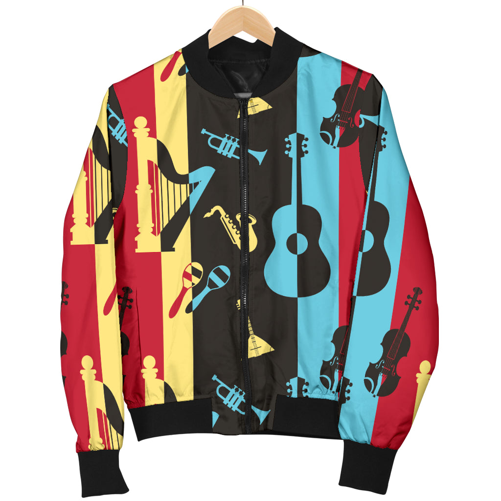 Jazz Pattern Print Design 02 Women's Bomber Jacket