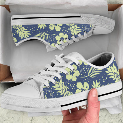 Pineapple Pattern Print Design PP07 White Bottom Low Top Shoes