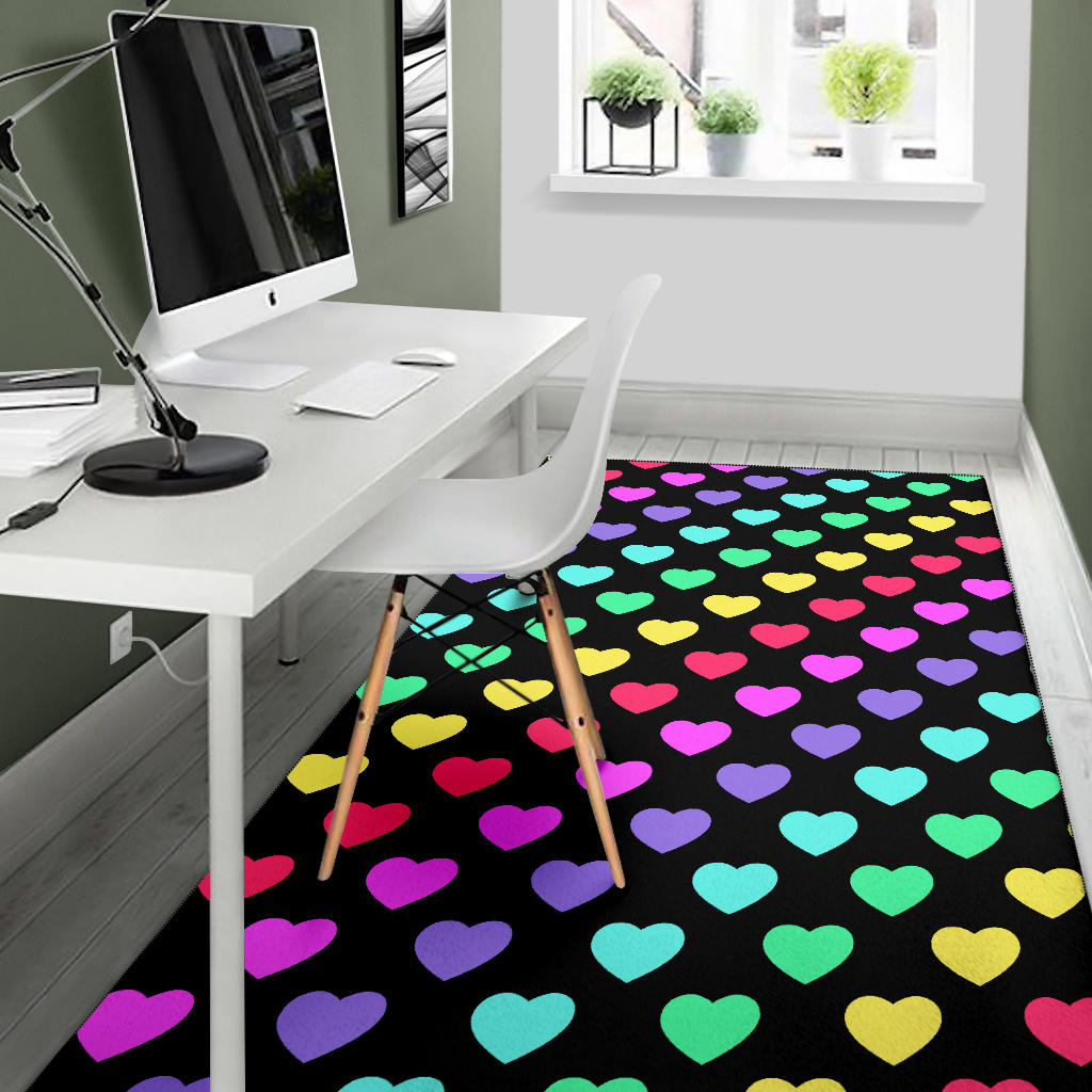 Heart Rainbow Pattern Print Design HE02 Area Rugs