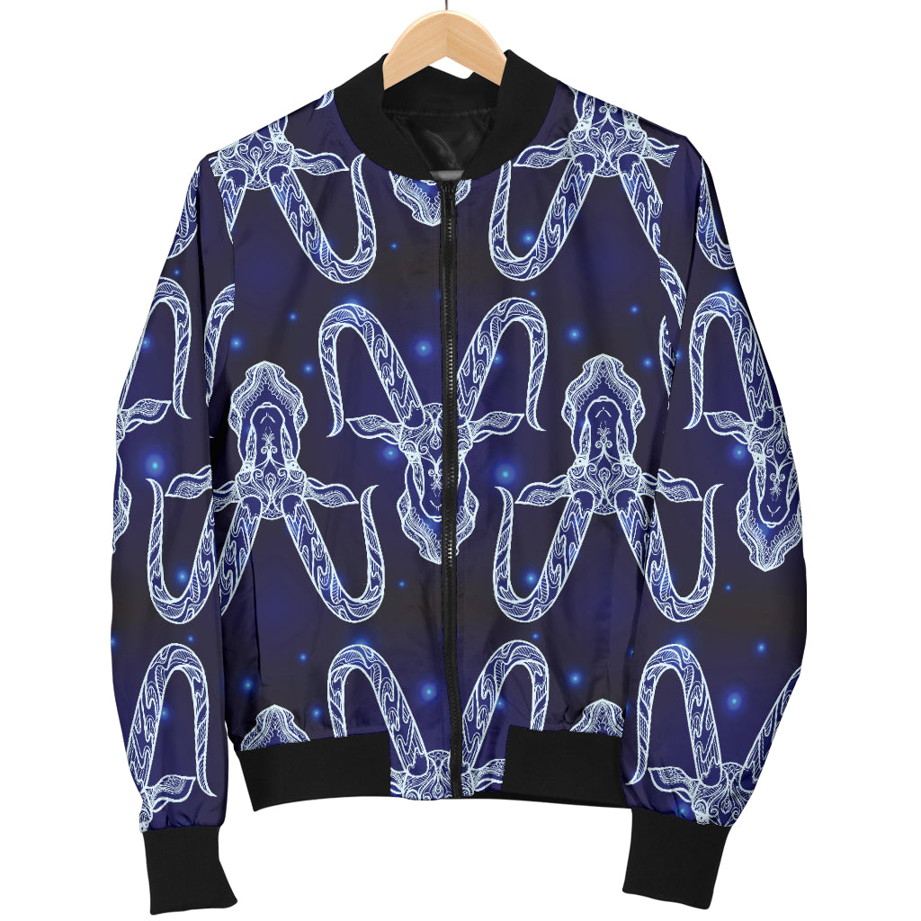 Capricorn Zodiac Pattern Print Design 03 Women's Bomber Jacket