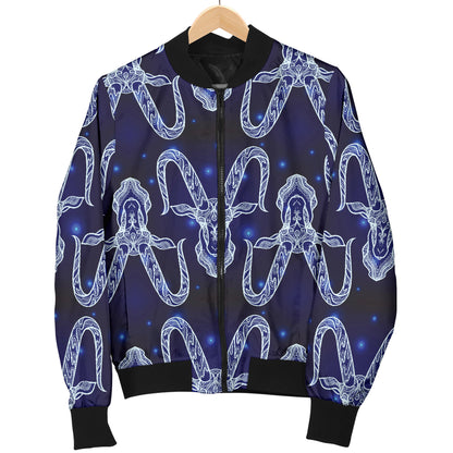 Capricorn Zodiac Pattern Print Design 03 Women's Bomber Jacket