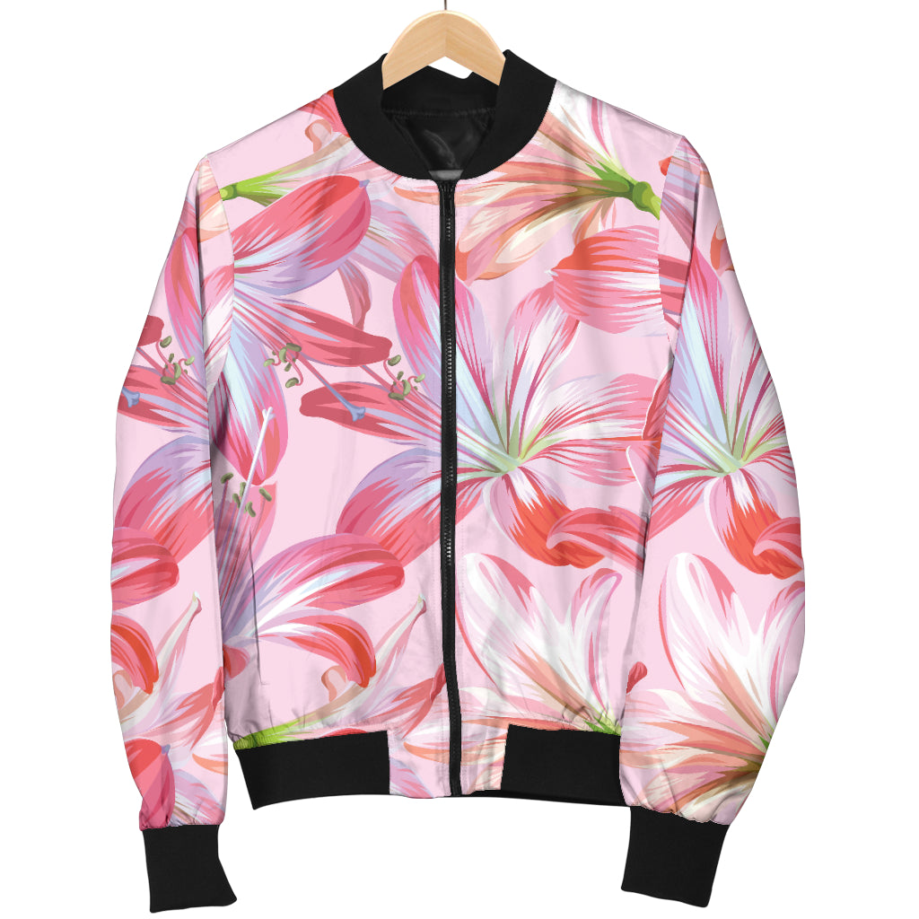Amaryllis Pattern Print Design 02 Women's Bomber Jacket