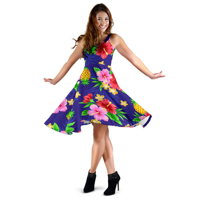 Hawaiian Themed Pattern Print Design H05 Midi Dress