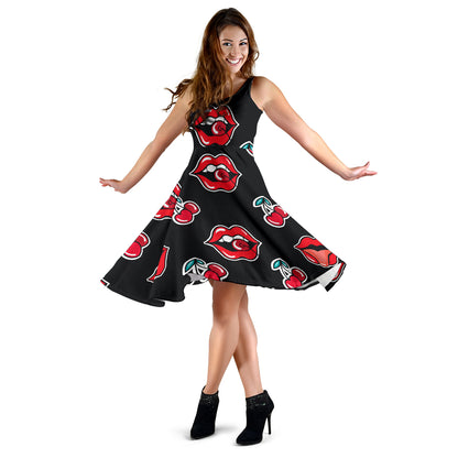 Cherry Pattern Print Design CH04 Midi Dress