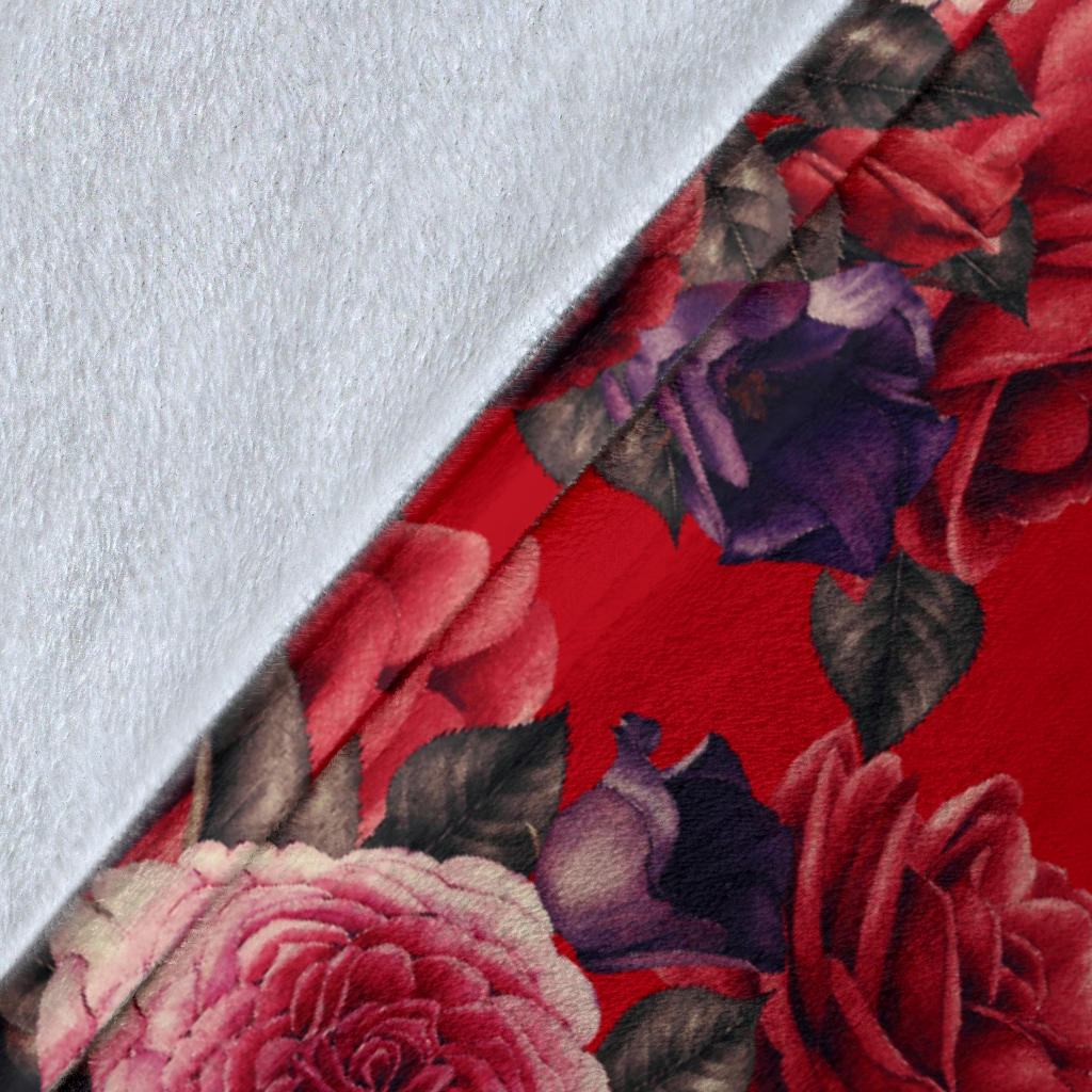 Rose Red Pattern Print Design RO07 Fleece Blanket