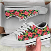 Red Hibiscus Pattern Print Design HB07 White Bottom Low Top Shoes