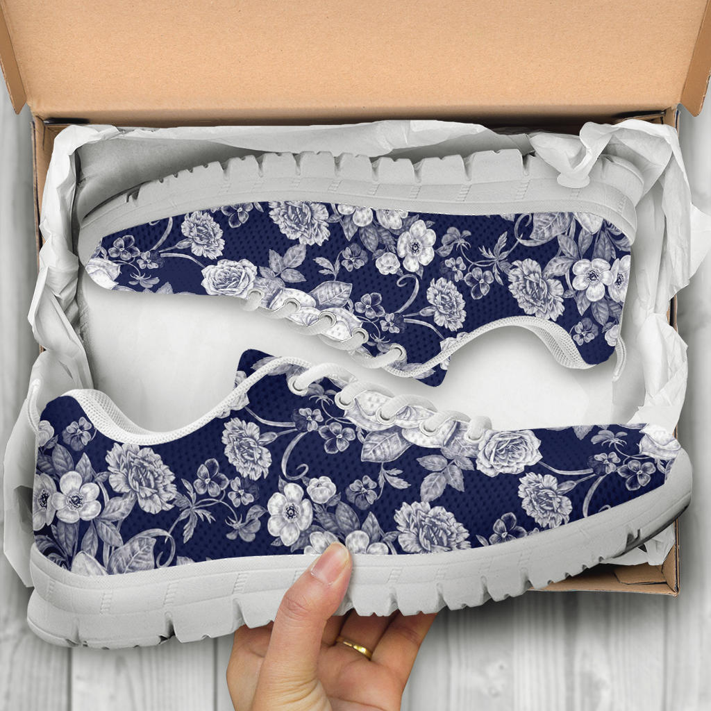 Floral Infrared Pattern Sneakers White Bottom Shoes