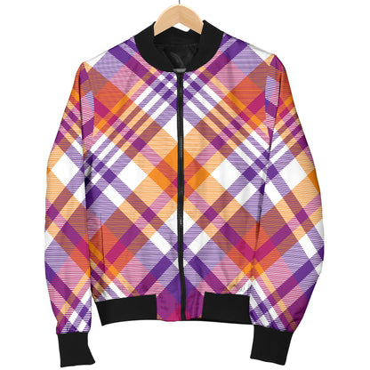 Madras Pattern Print Design 02 Women's Bomber Jacket