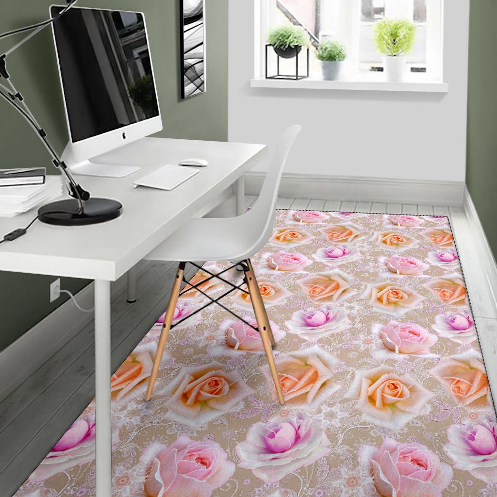 Rose Pattern Print Design RO011 Area Rugs