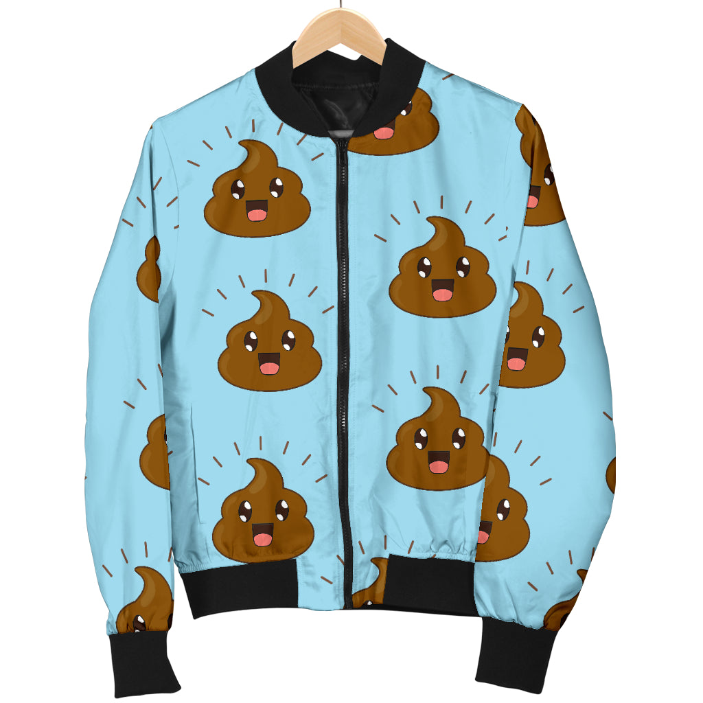 Poop Emoji Pattern Print Design A03 Women's Bomber Jacket