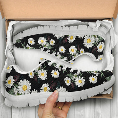 Daisy Pattern Print Design DS07 Sneakers White Bottom Shoes