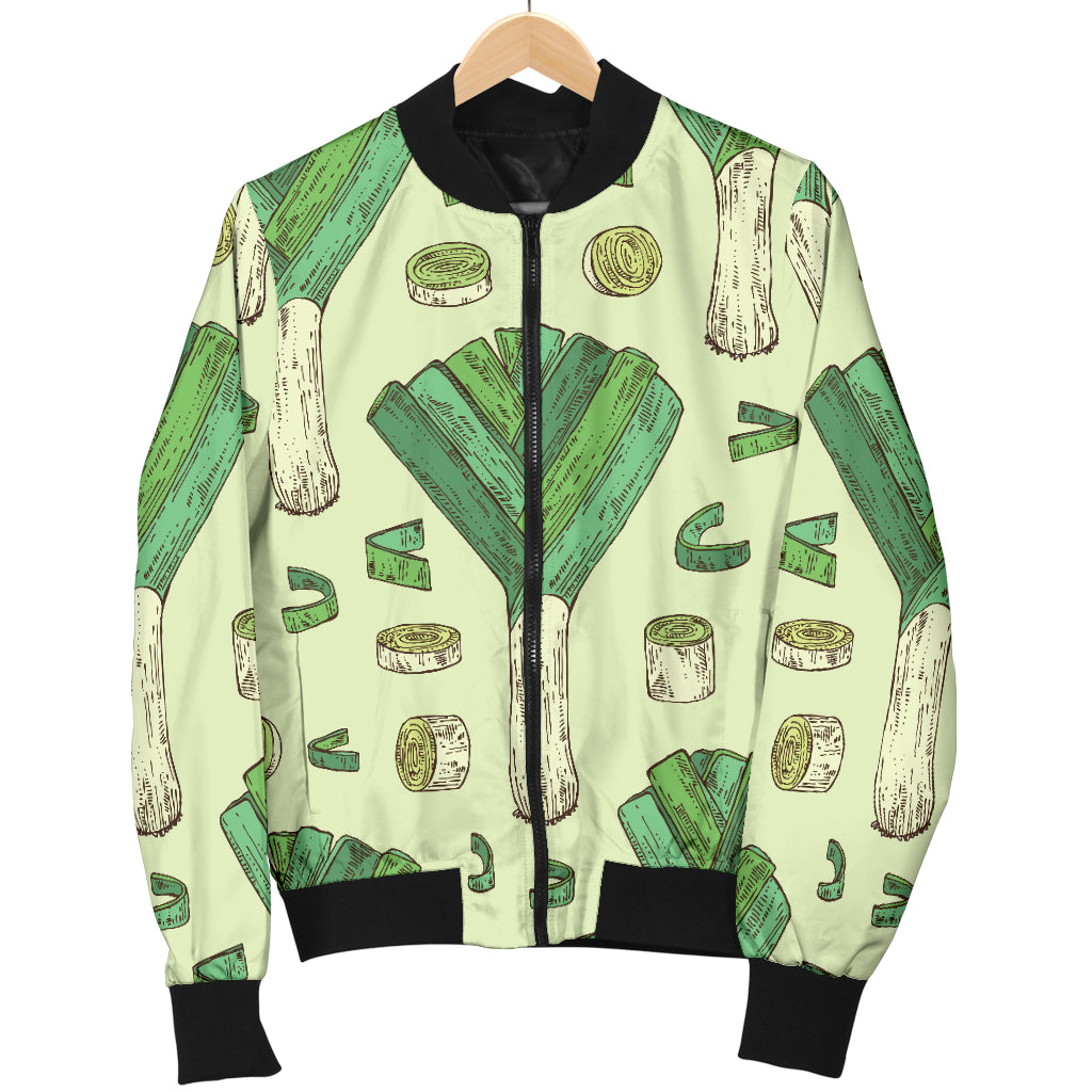 Leek Pattern Print Design 04 Women's Bomber Jacket