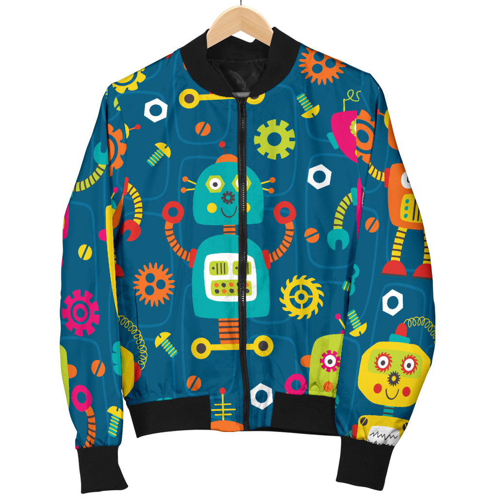 Robot Pattern Print Design A04 Women's Bomber Jacket