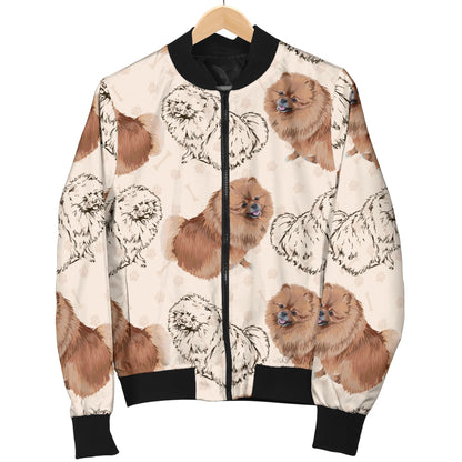 Pomeranians Pattern Print Design A01 Women's Bomber Jacket