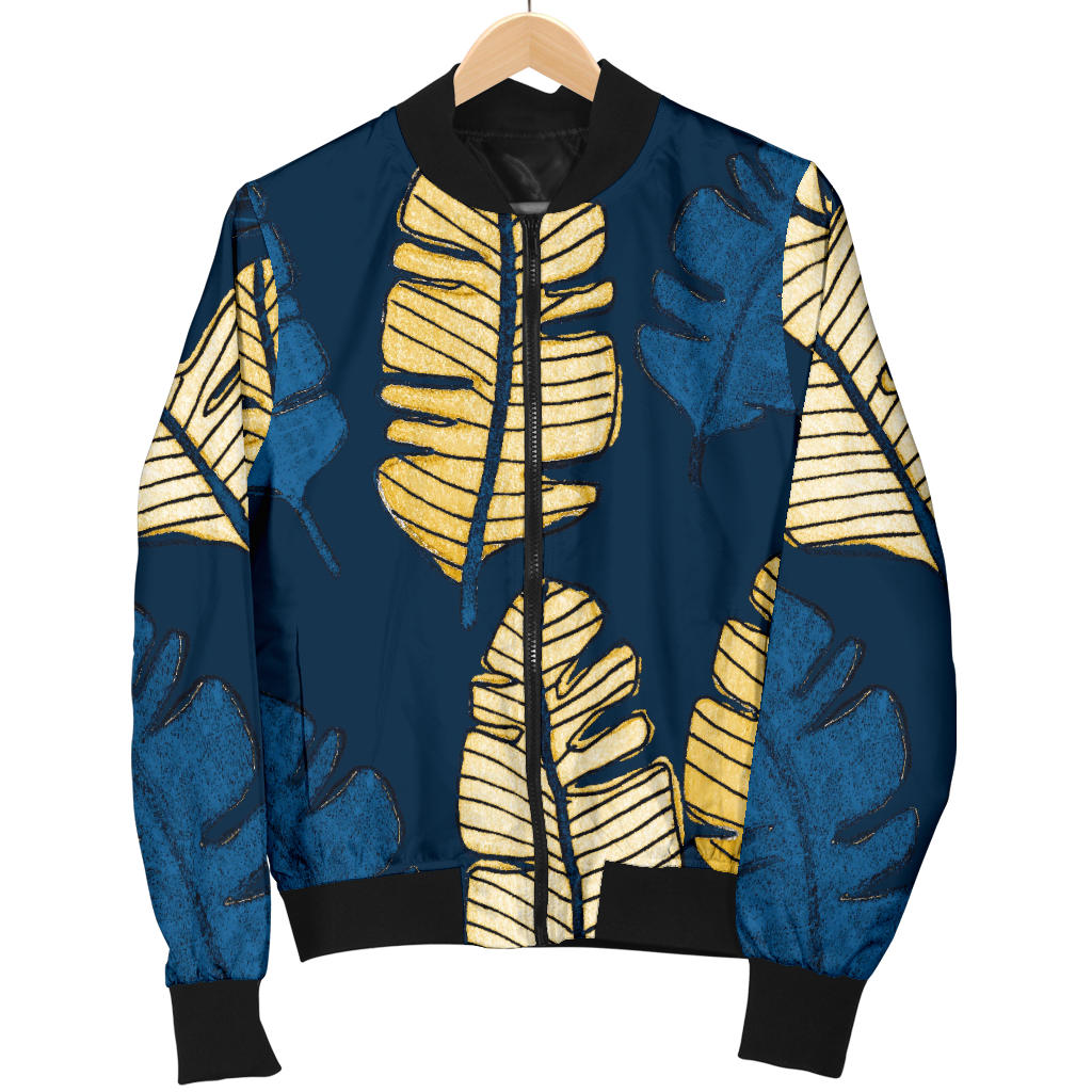 Banana Leaf Pattern Print Design BL09 Women Bomber Jacket