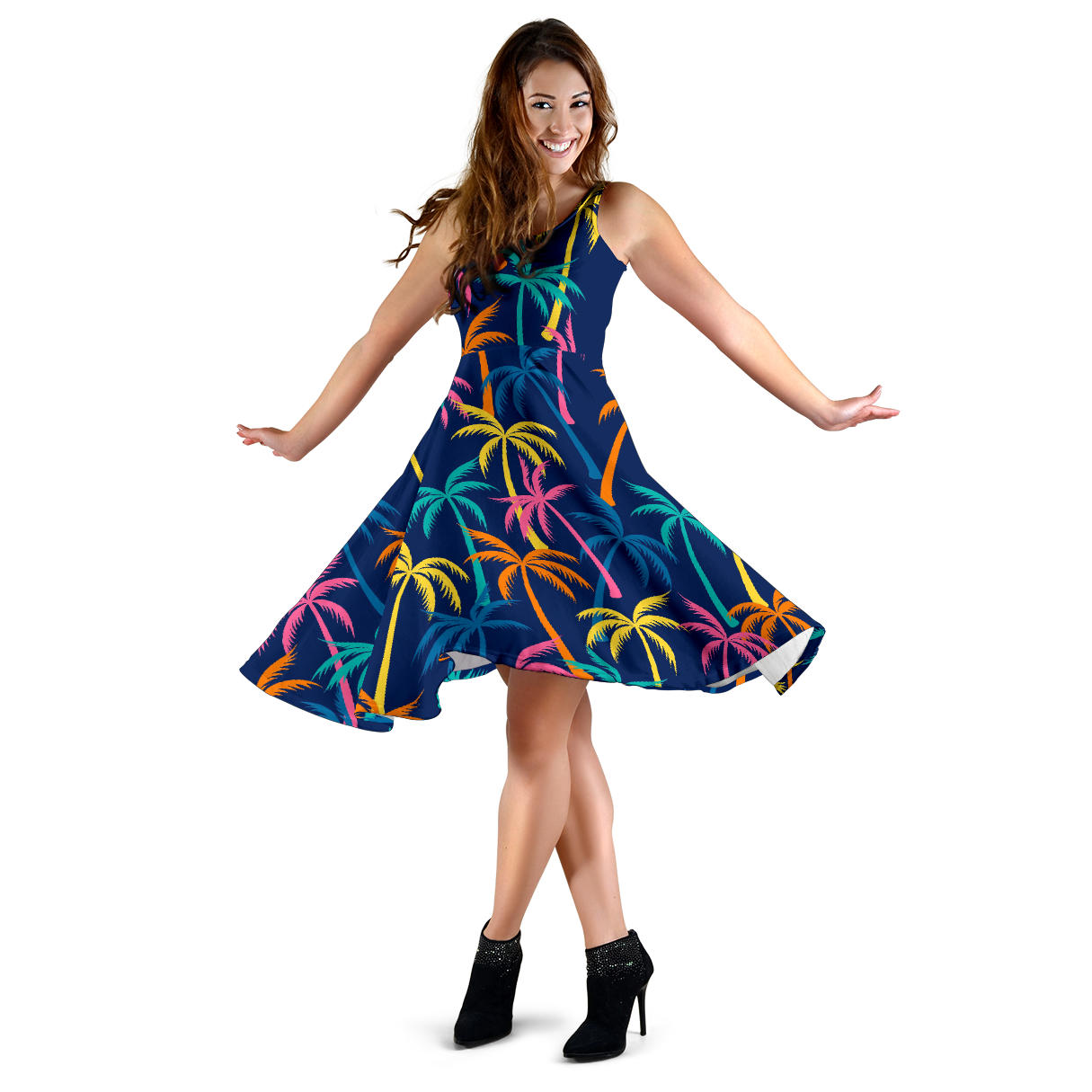 Palm Tree Pattern Print Design PT013 Midi Dress