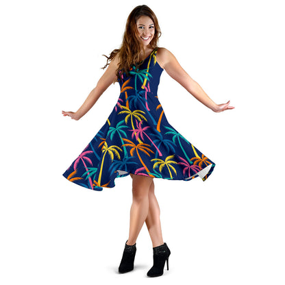Palm Tree Pattern Print Design PT013 Midi Dress