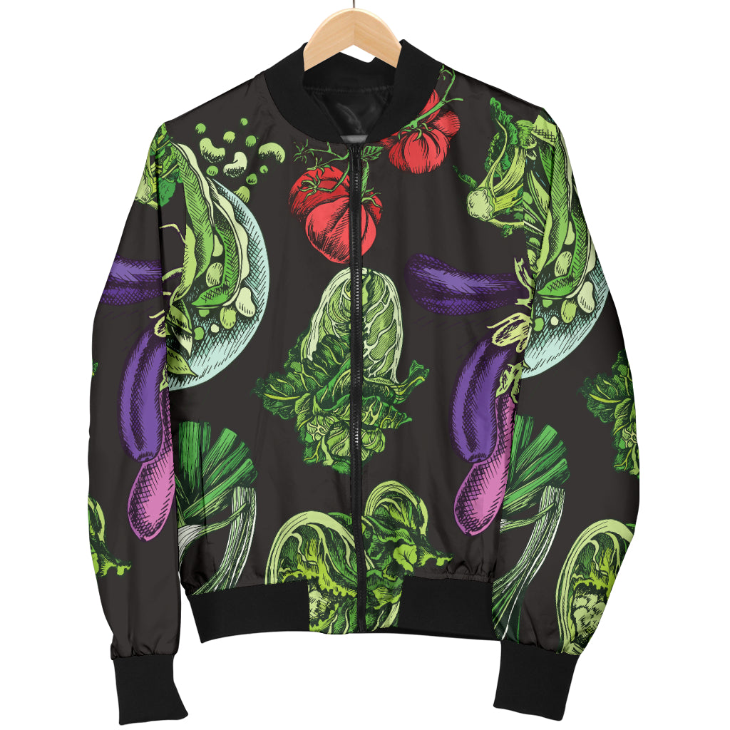 Lettuce Pattern Print Design 01 Women's Bomber Jacket