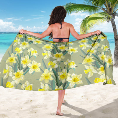 Daffodils Pattern Print Design DF01 Sarong Pareo Wrap